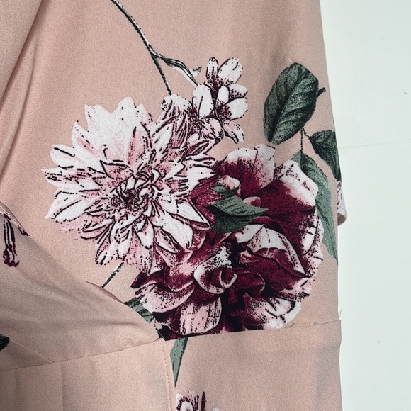 beautiful Floral Pink Wrap Flirty Feminine Maxi Dress - Picture 5 of 6